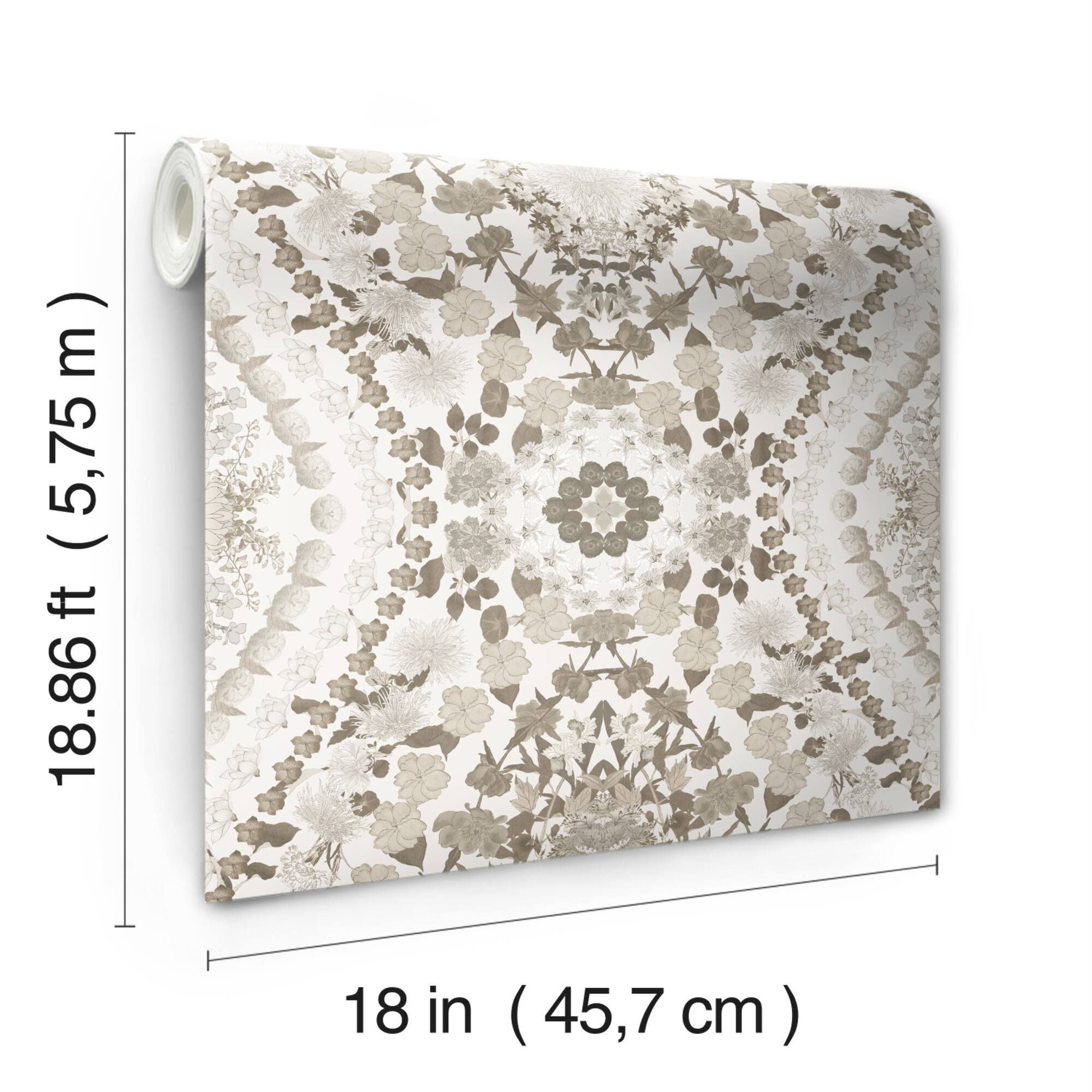 RoomMates Mr. Kate Brown Dried Flower Kaleidoscope Peel & Stick Wallpaper